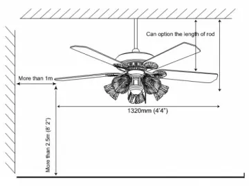 CT52510 52 Inch 5 Wooden Blade Ceiling Fan