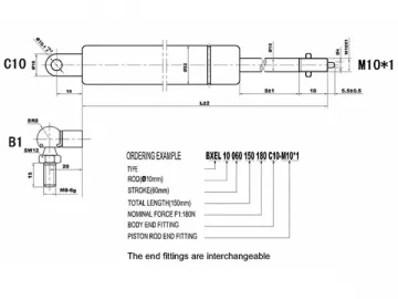 BXEL 10/22 Locking Gas Spring in Extension Direction