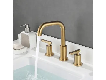 Pegasus Brushed gold 3 holes widespread basin faucet  SW-BFL003