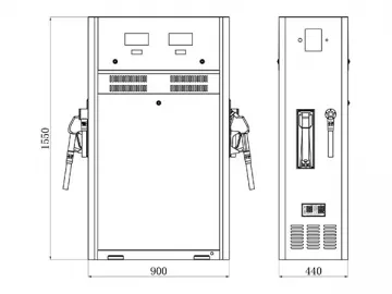 2-Nozzle Fuel Dispenser with Shorter Frame